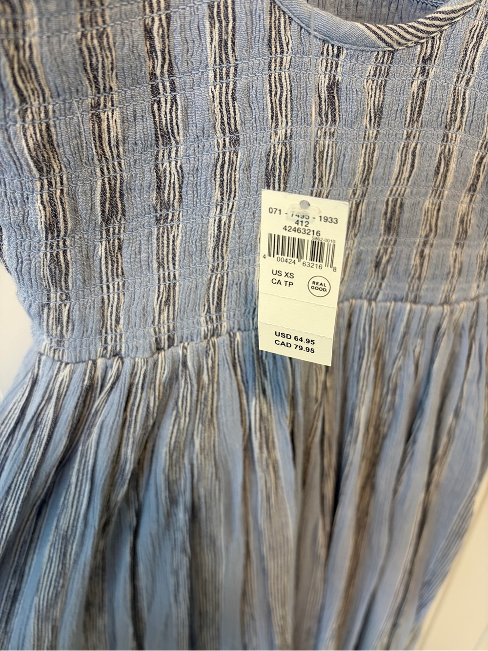 Aerie Blue Striped Flowy Midi Dress - Size Extra Small - NWT - Picture 4 of 4